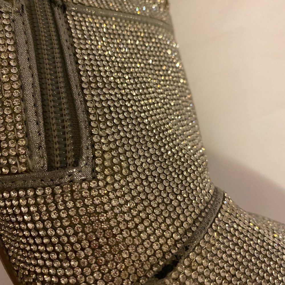 Steve Madden Silver Sparkling High Heel Boots Size 7M - Picture 7 of 16